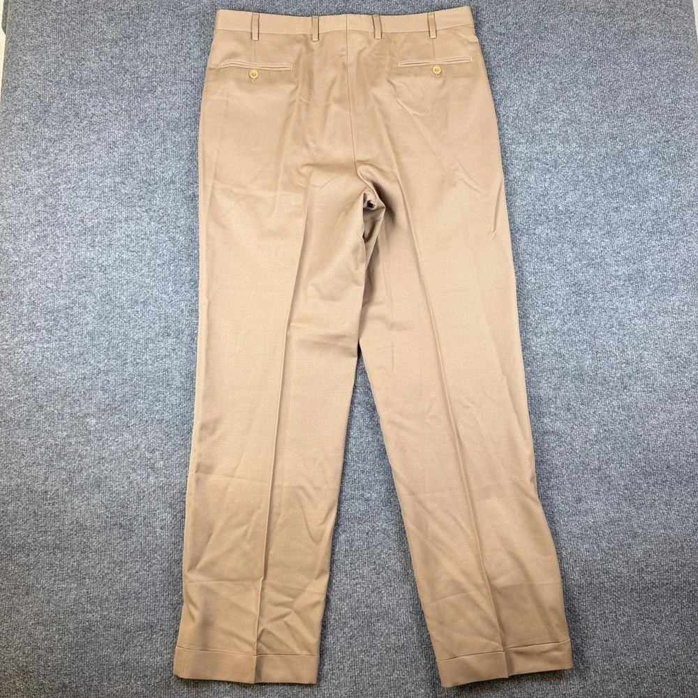 Brioni Pants Mens 36x32 Brown Pleated Cuffed 100% Wool Trousers Made in Italy